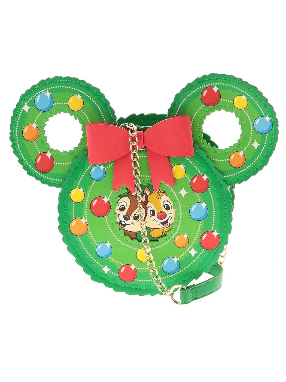 Disney loungefly chip and dale Christmas wreath crossbody bag purse
